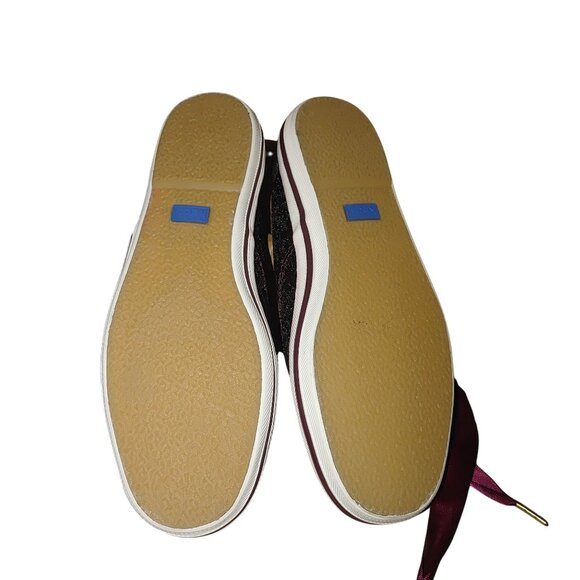 Keds x Kate Spade New York Champion Glitter Size Glitter Sneakers Black Burgundy - Picture 13 of 16